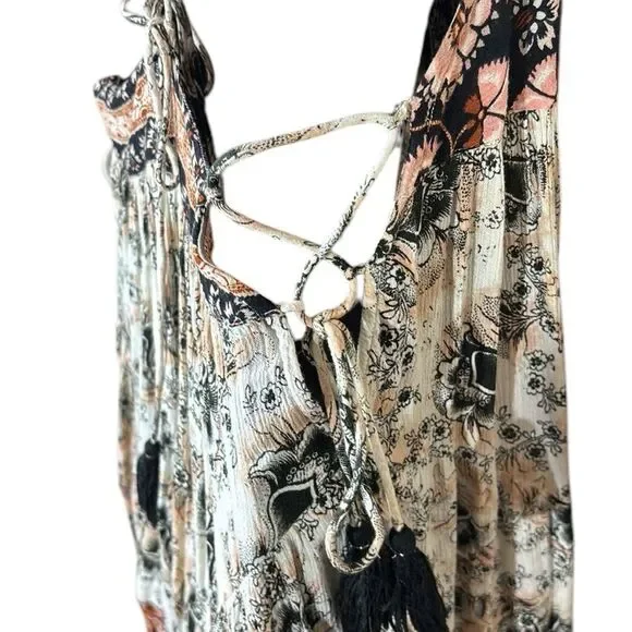 Free people women’s small Casablanca slip dress bohemian floral festival tie - Picture 5 of 8